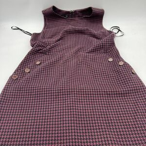Talbots houndstooth sleeveless sheath stretch dress with button Detail Size 8